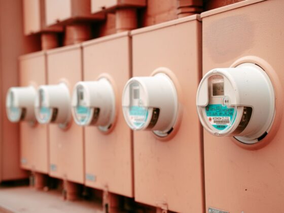 Slimme energiemeter die het stroomverbruik in kWh bijhoudt