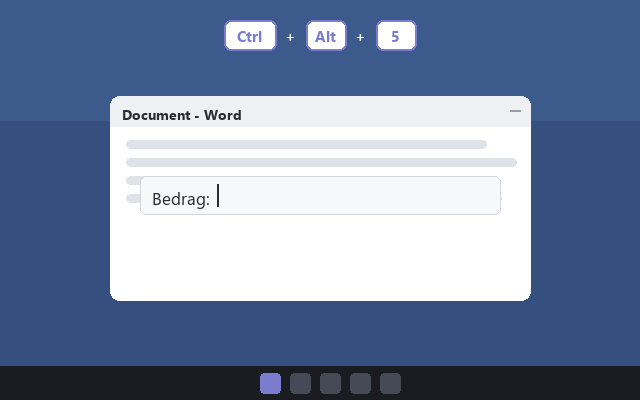 Animatie: een euroteken typen in Windows met de toetscombinatie Ctrl plus Alt plus 5
