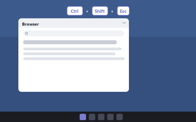 Animatie: Taakbeheer openen in Windows met de sneltoets Ctrl plus Shift plus Esc